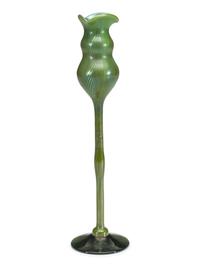A Tiffany Studios Favrile Glass Pulled Feather Vase
