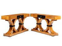 A Pair of Art Moderne Style Part Ebonized Birch Console Tables