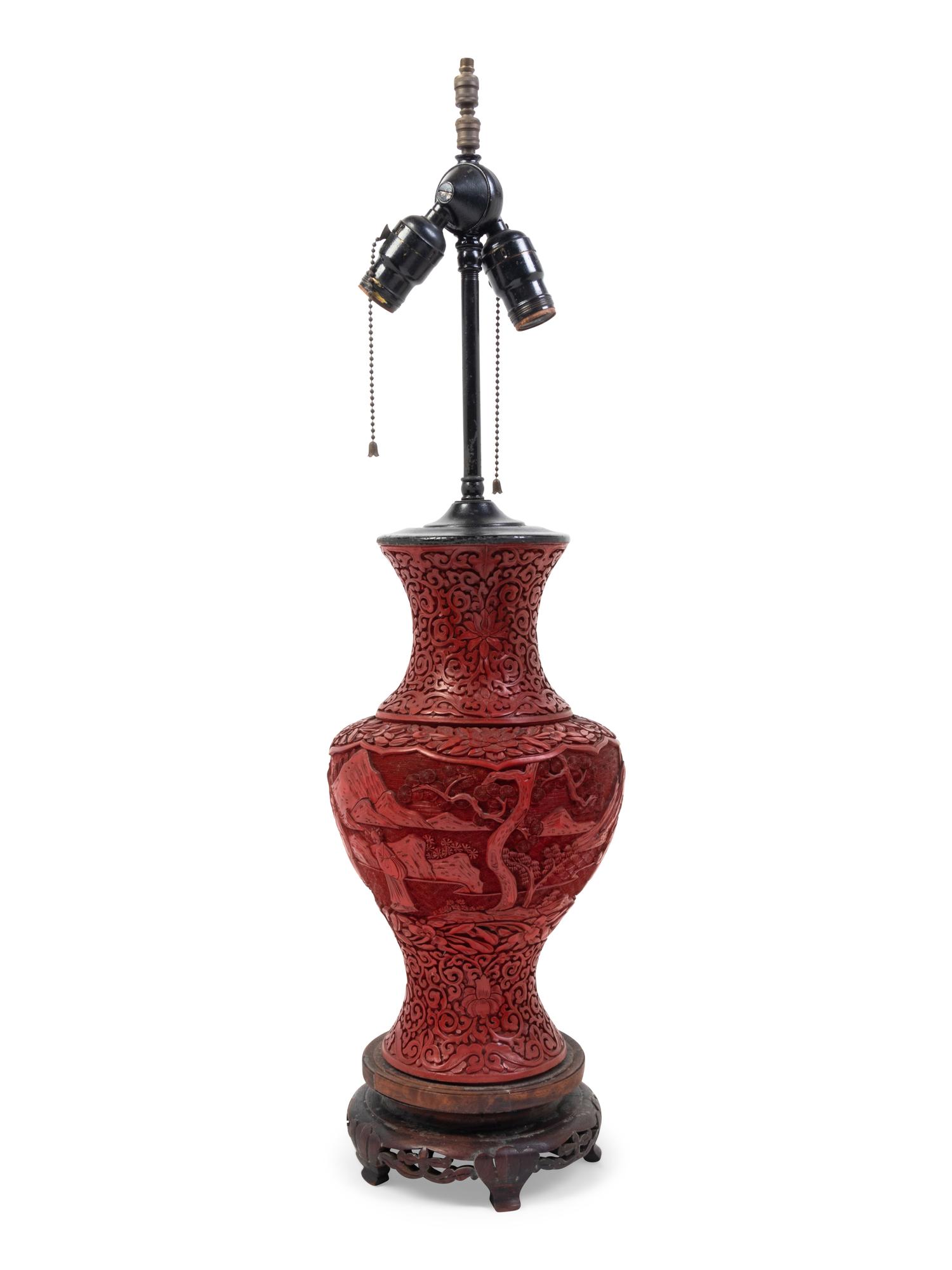 A Chinese Carved Red Lacquer Vase