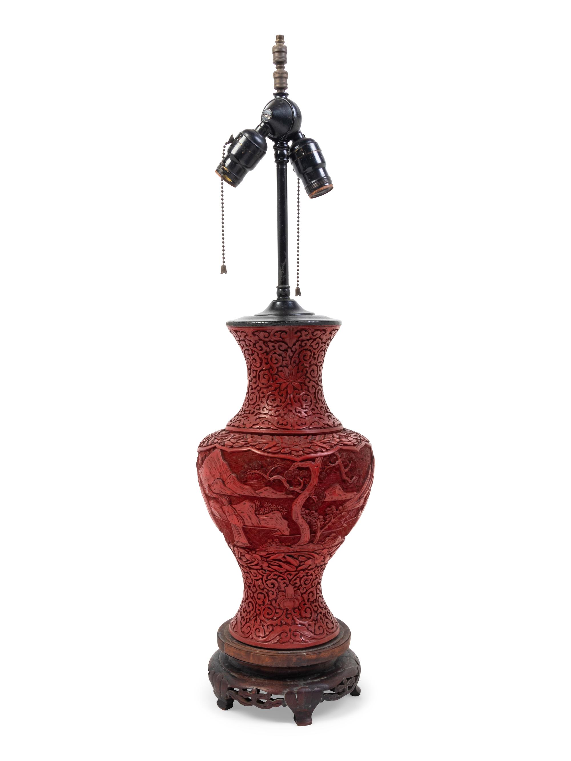 A Chinese Carved Red Lacquer Vase