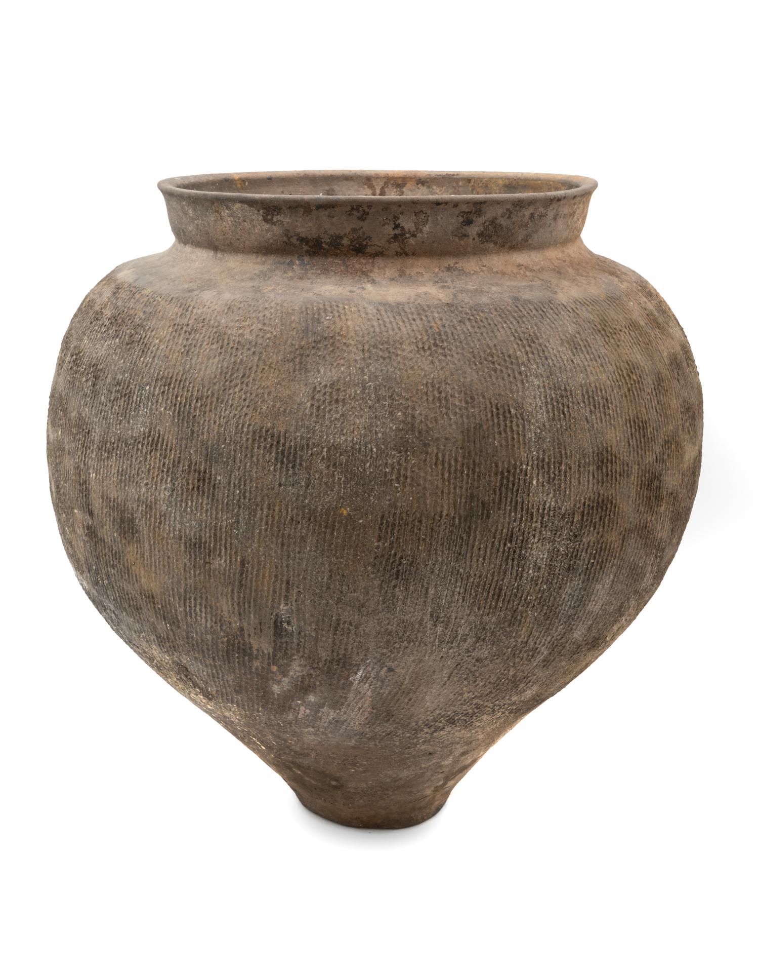 An Impressed Dark Gray Pottery Jar Height 16 inches — WARRING STATES PERIOD (475-221 B.C.E.)