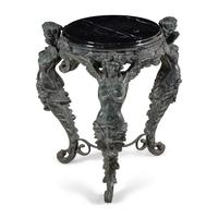 A Patinated Bronze and Marble Center Table