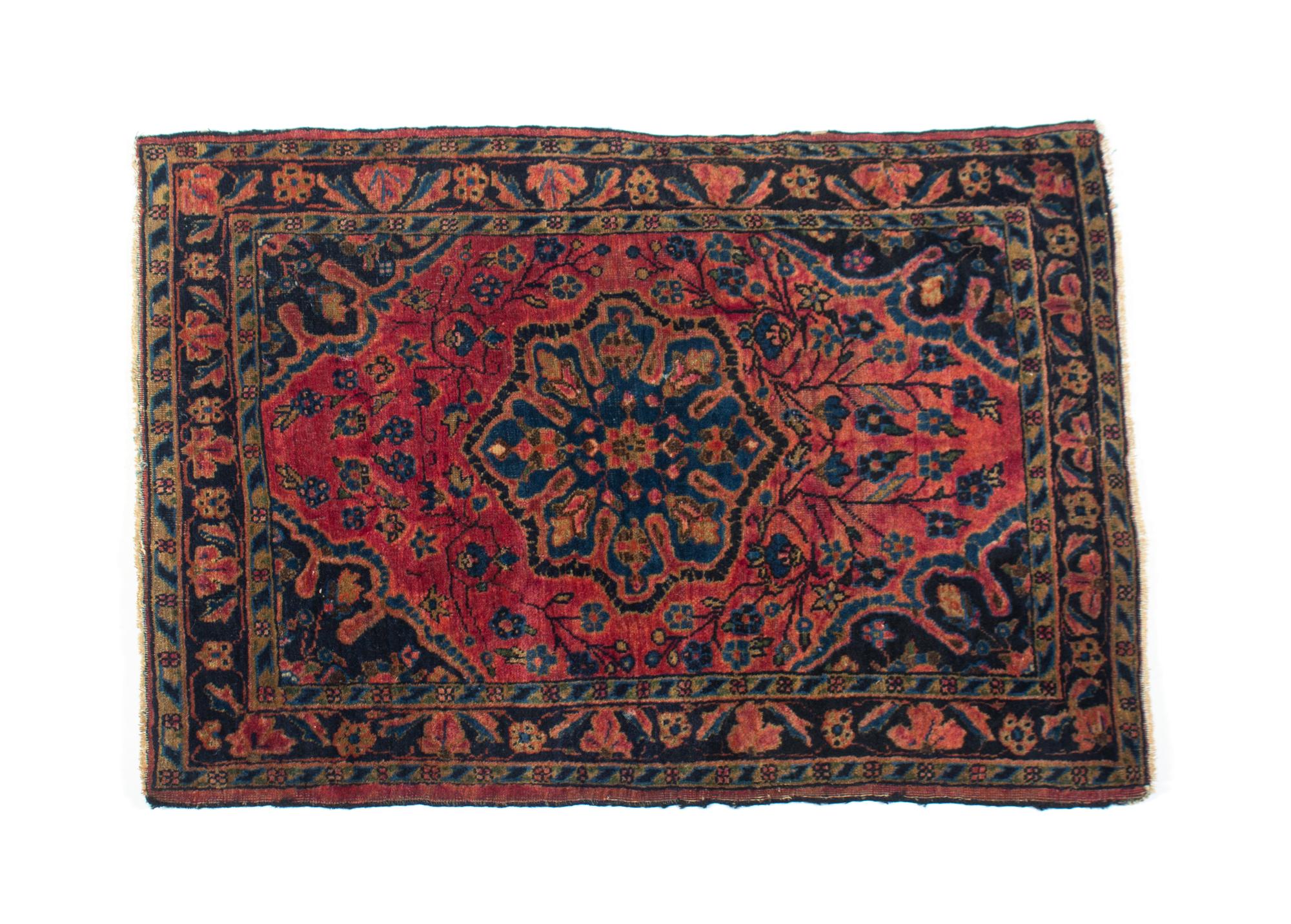 Two Sarouk Wool Rugs Larger 60 x 30 inches — 20TH CENTURY