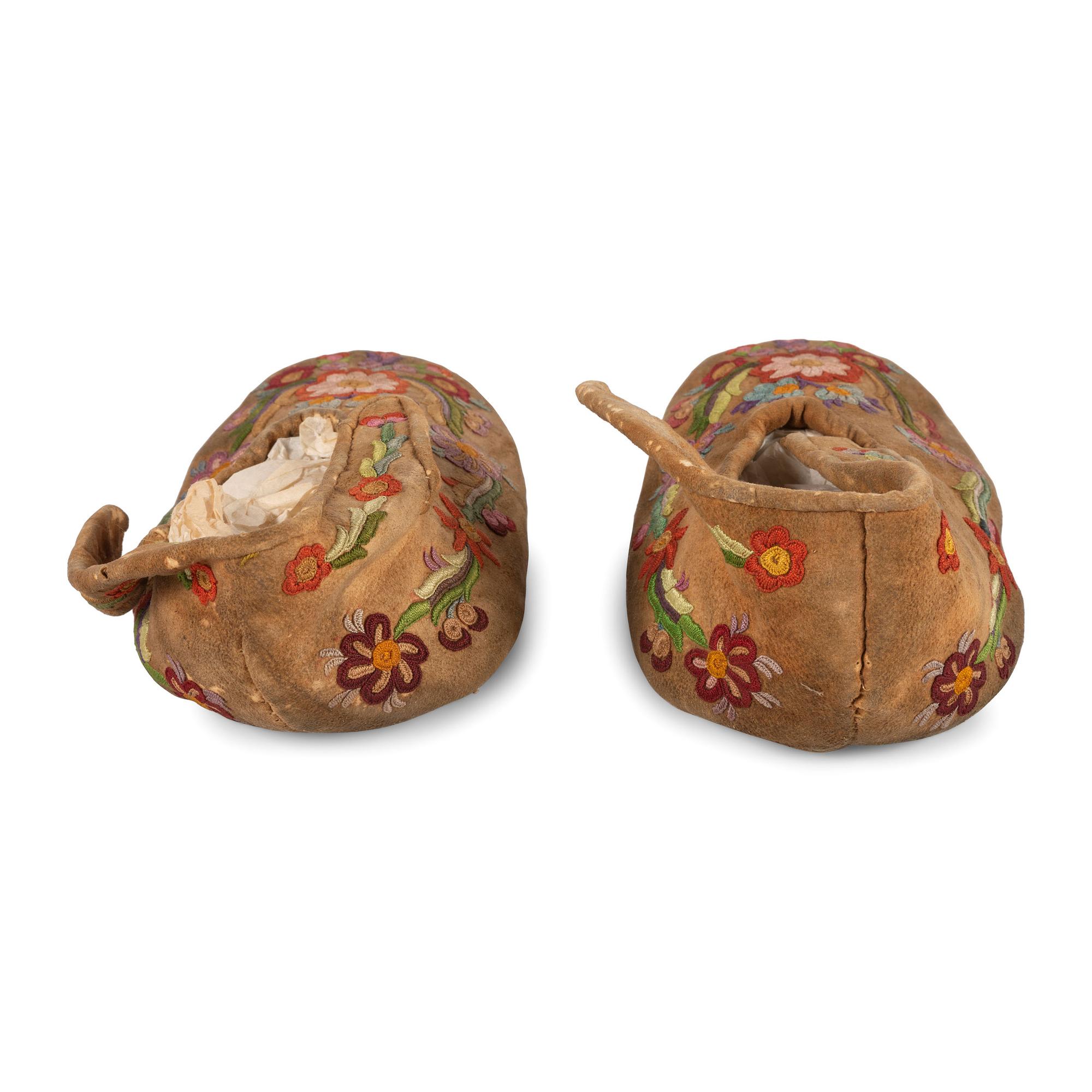 Athapaskan Deer Fur Belts, Armbands, AND Child's Embroidered Moccasins