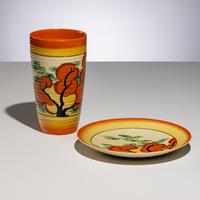 Clarice Cliff (English, 1899–1972) — Orange Erin pattern, Two Items