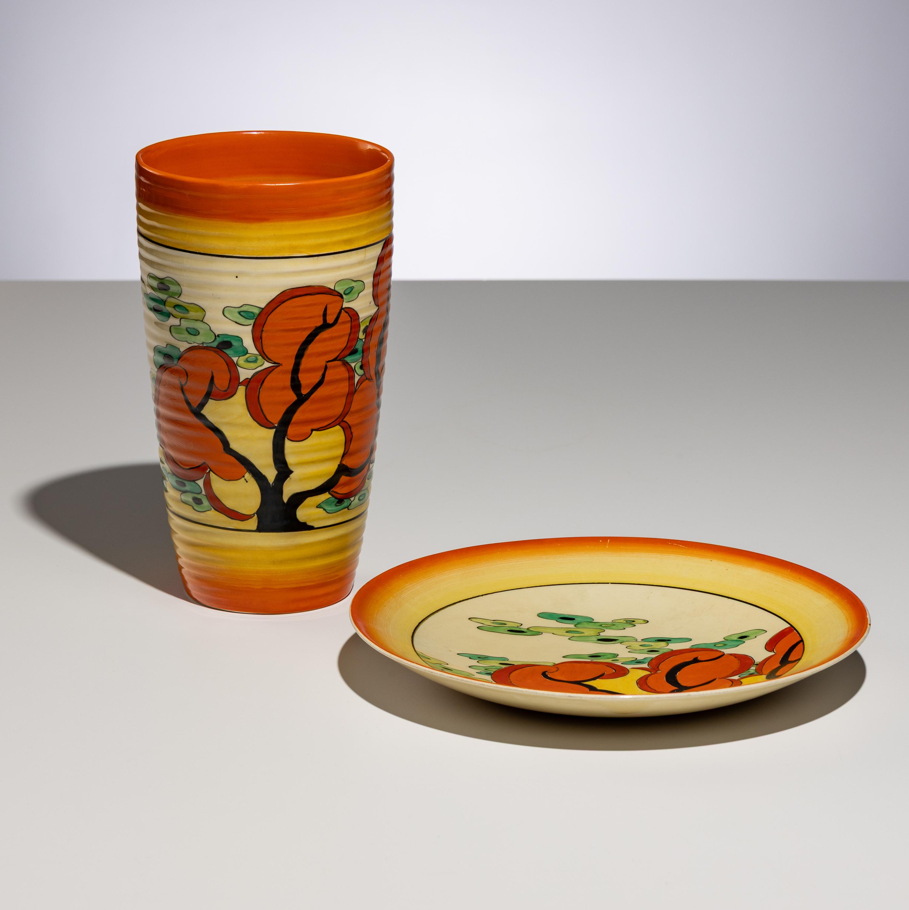 Clarice Cliff (English, 1899–1972) — Orange Erin pattern, Two Items