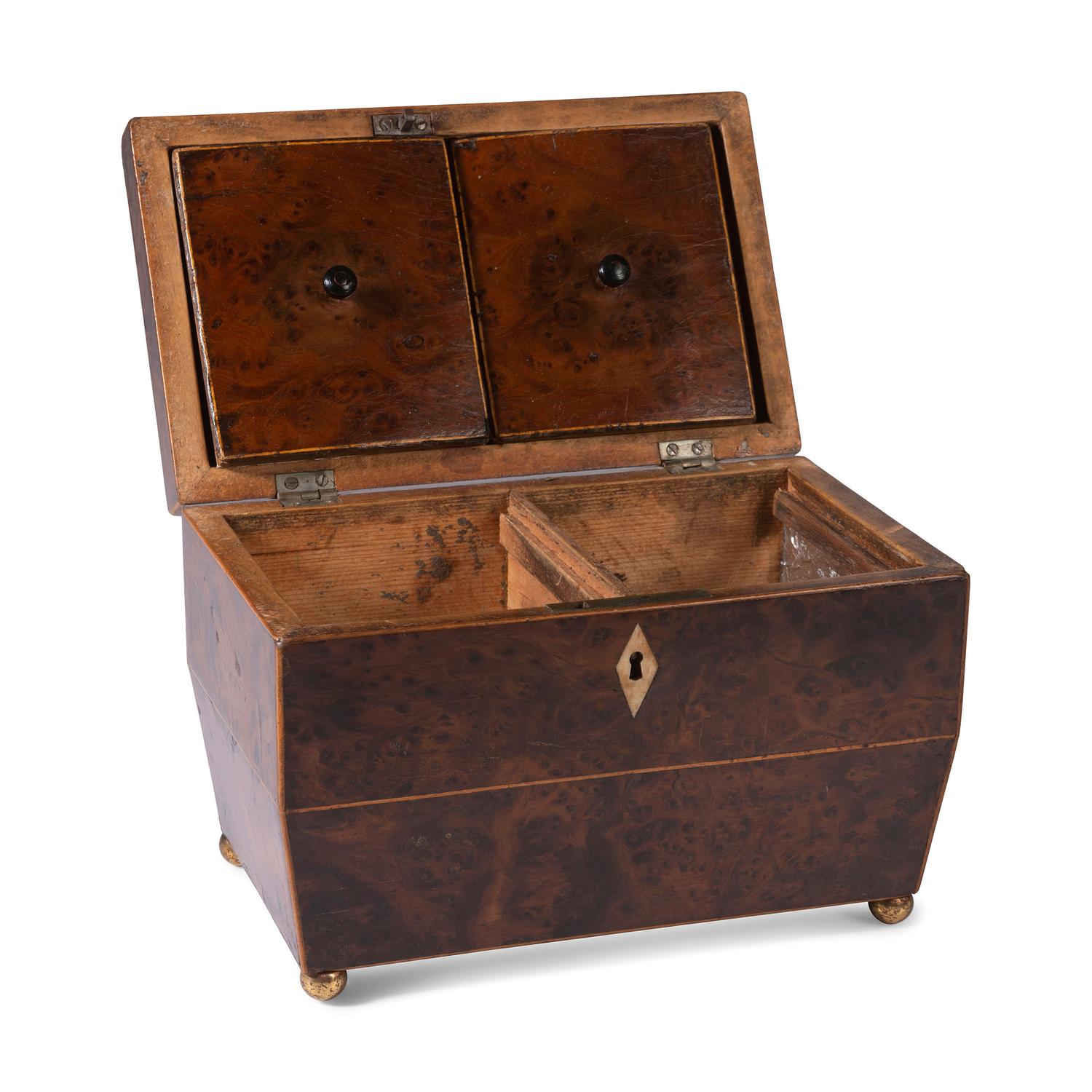 A Regency Burlwood Tea Caddy
