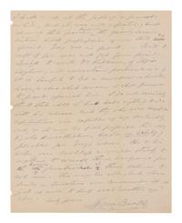 BOOTH, Edwin (1833-1893). Autograph letter signed ("Edwin Booth") to Luke Lockwood describing an attempted assassination by a theatergoer, Cincinnati, 2 March 1882.