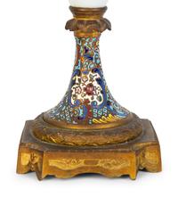 A Pair of Sevres Porcelain and Champleve Gilt Bronze Mounted Vases — 19TH CENTURY