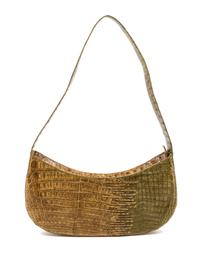 A Nancy Gonzale Tan and Green Crocodile Bag, 11 1/2 x 5 1/2 x 2 inches.