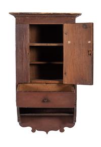 A Country Red-Stained and Carved Cherrywood Hanging Wall Cupboard