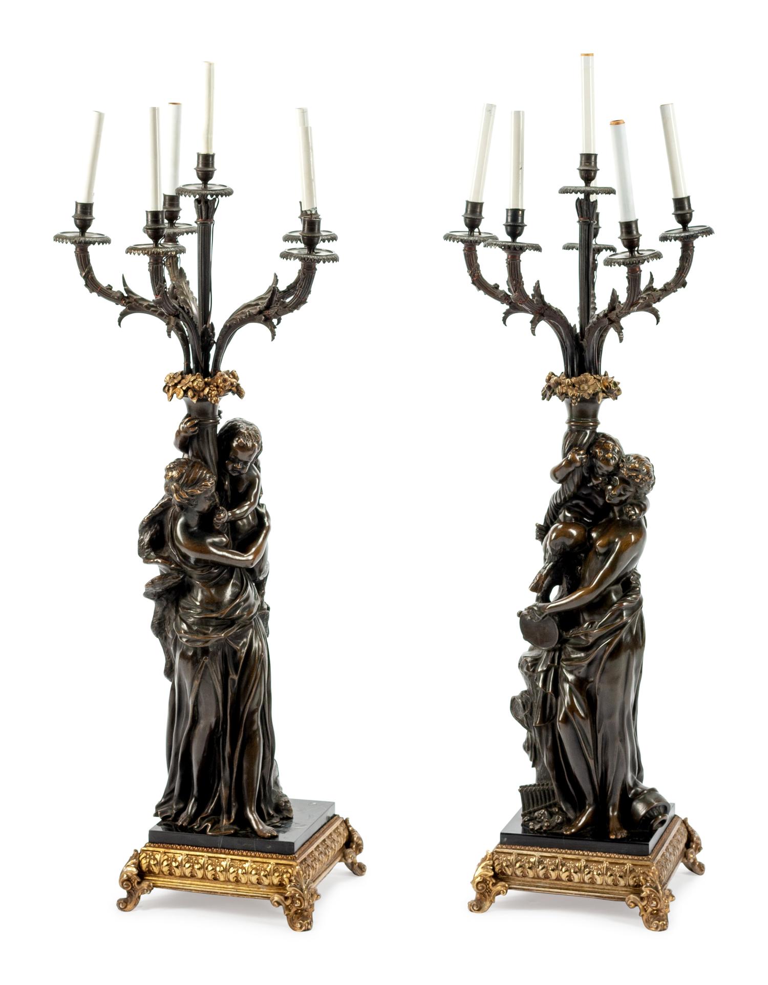 A Pair of Bronze Candelabra