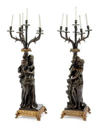 A Pair of Bronze Candelabra