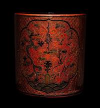 A Chinese Tianqi Red Lacquer Brushpot, Bitong