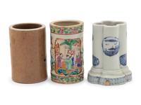 Three Chinese Porcelain Brushpots, Bitong