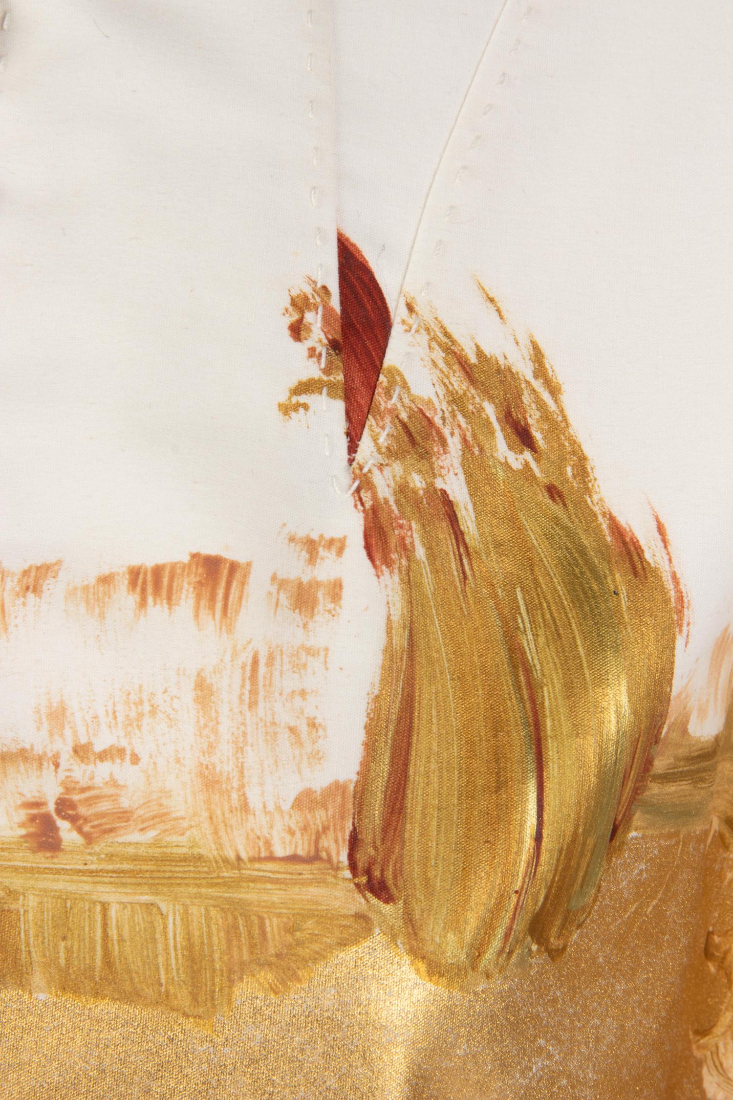 Chado Ralph Rucci Gold Painted Cotton Jacket, 1990-2000s