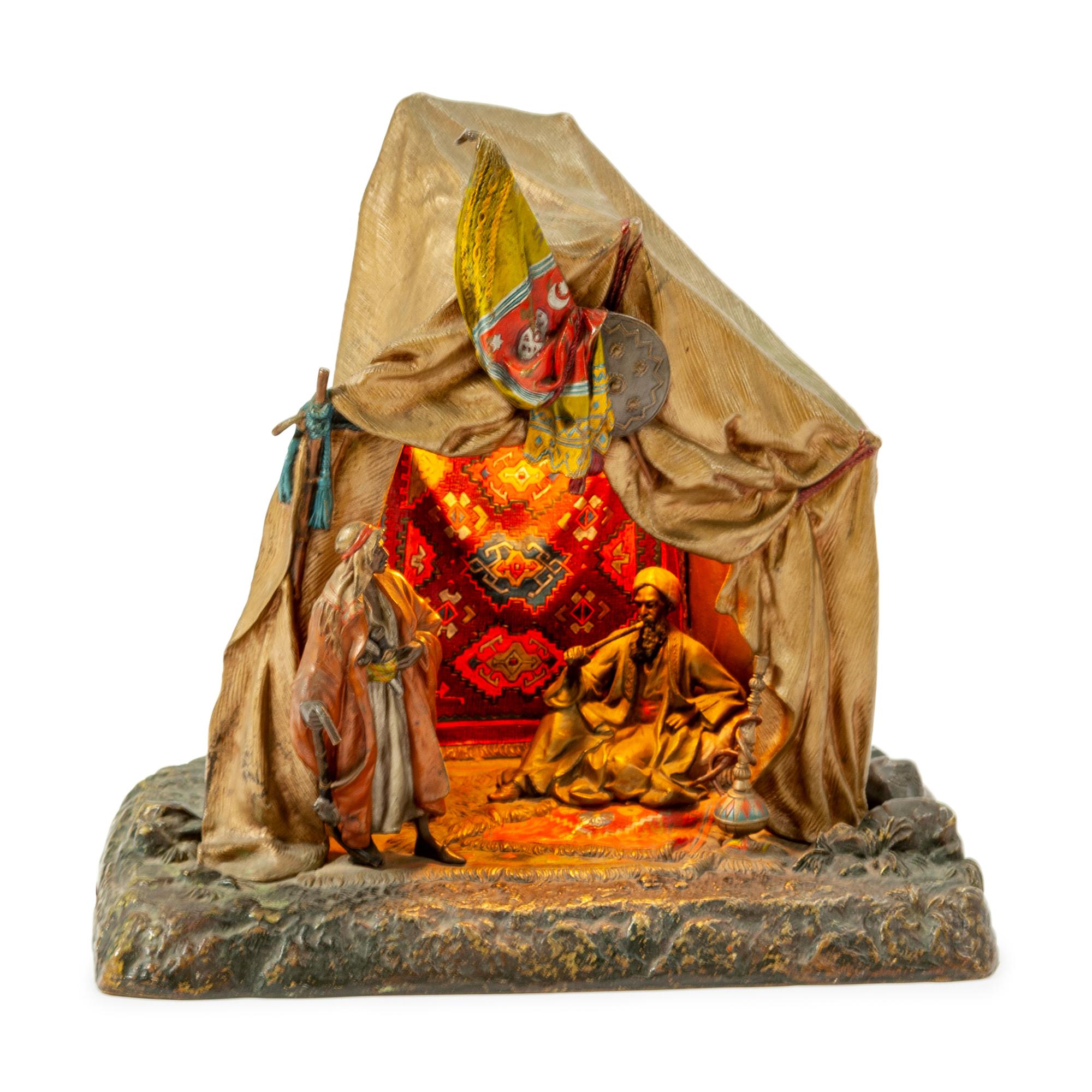 An Austrian Cold-Painted Bronze Figural Lamp