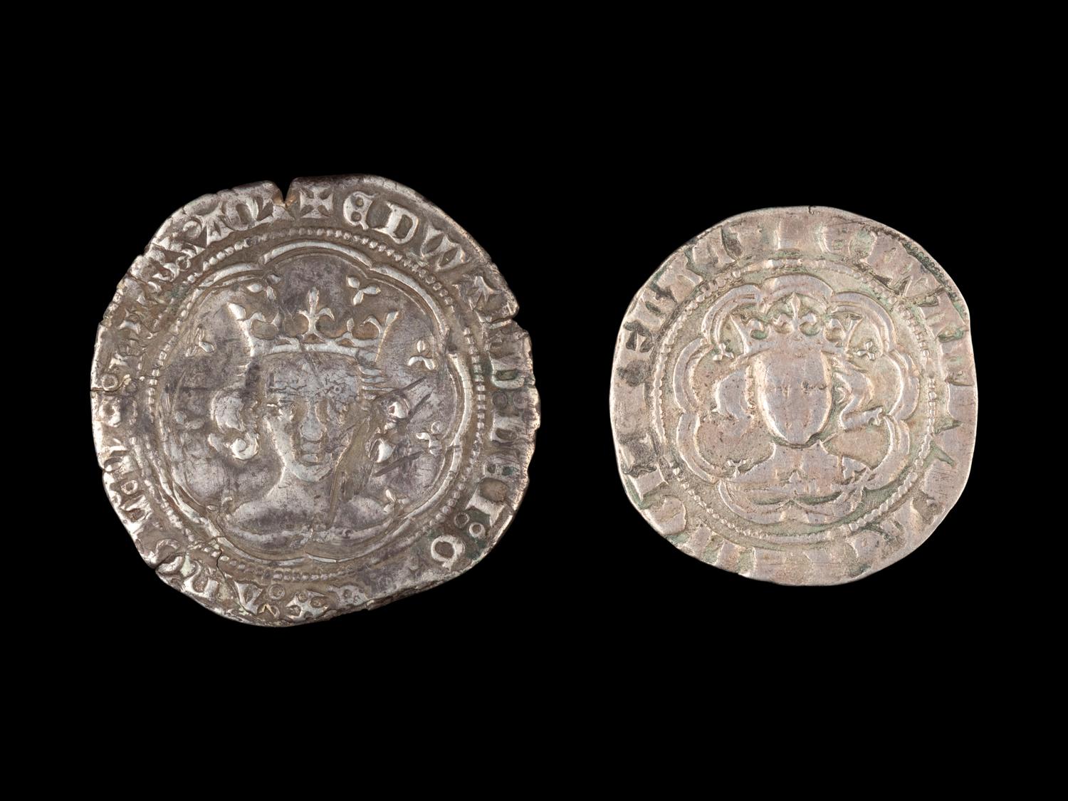 [GREAT BRITAIN] Edward III Groat & Half-Groat ND (1327-1377); two coins