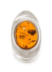 A Modernist Sterling Silver and Amber Ring, Henning Koppel for Georg Jensen, 17.40 dwts.