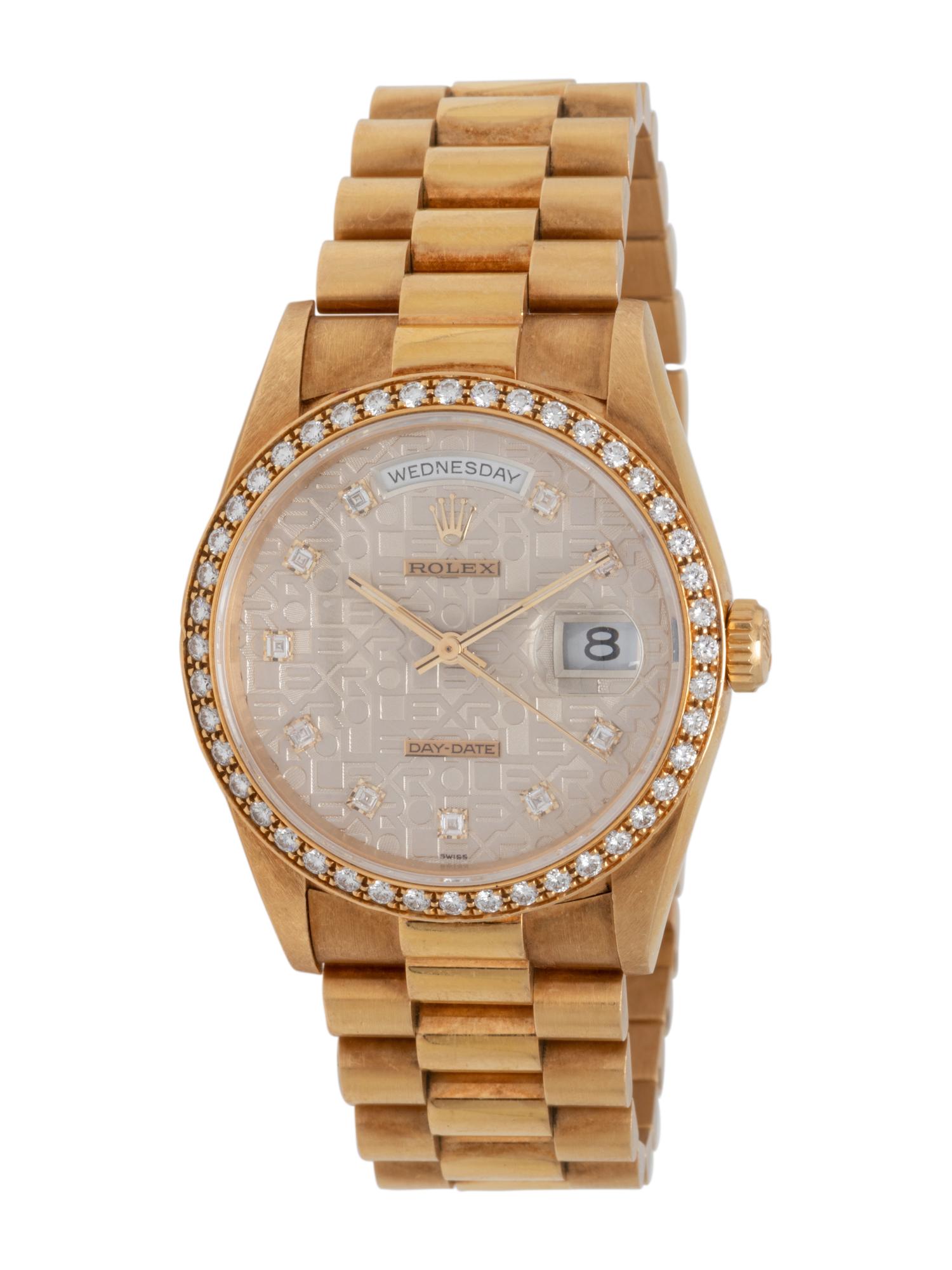ROLEX, REF. 18348 18K YELLOW GOLD AND DIAMOND 'DAY-DATE' WATCH