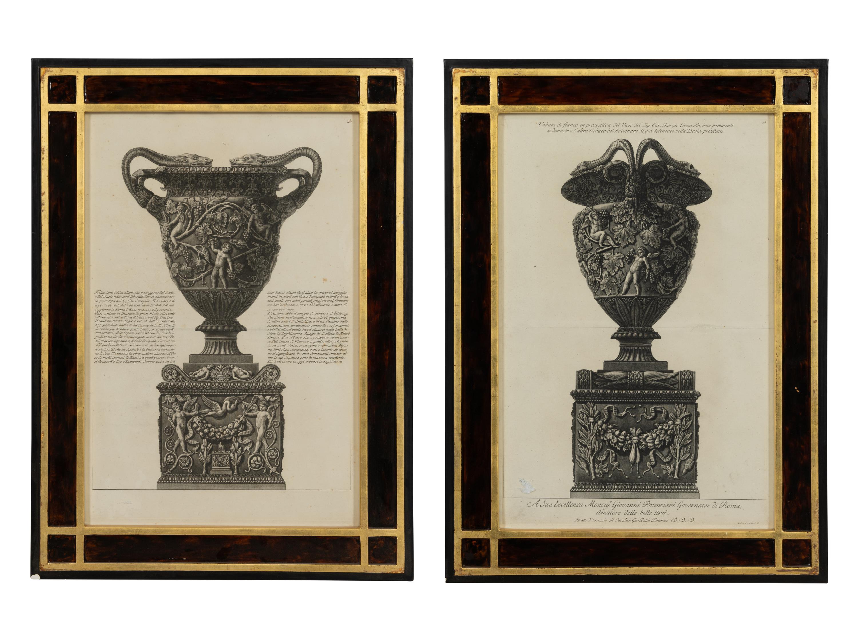A Pair of Urn Engravings After Giovanni Piranesi