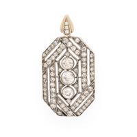 Diamond, Silver-Topped Gold, and Yellow Gold Pendant Brooch