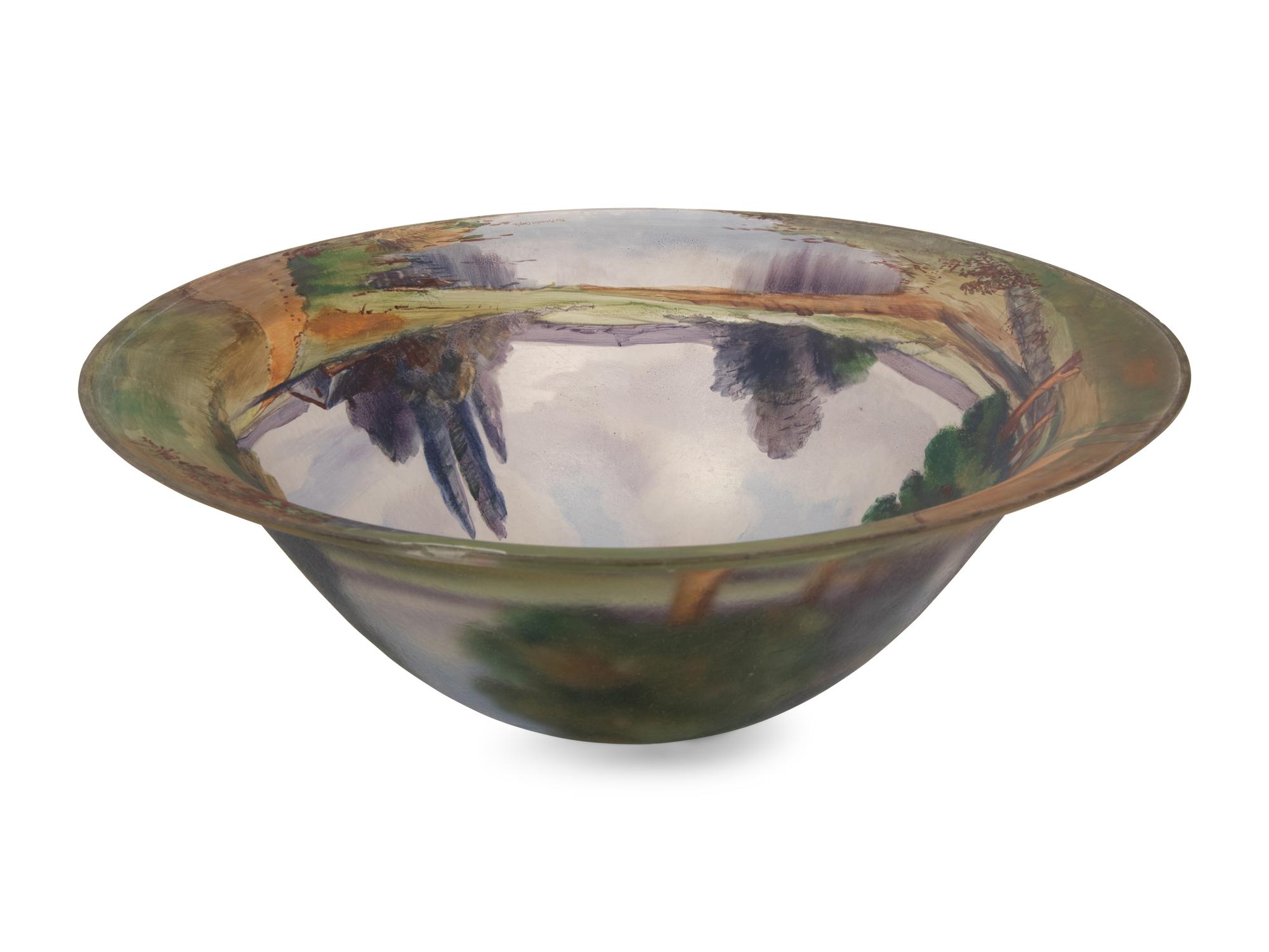 A Pairpoint Glass Reverse Painted Lamp Shade
