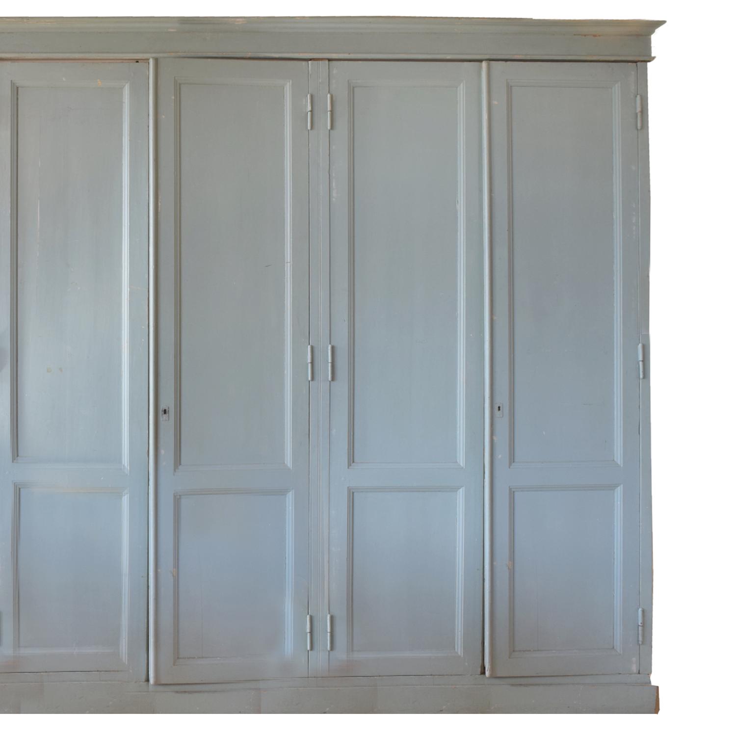 A Painted Six Door Cabinet 162" W x 25" D x 110.5" H — Italy, Circa 1900