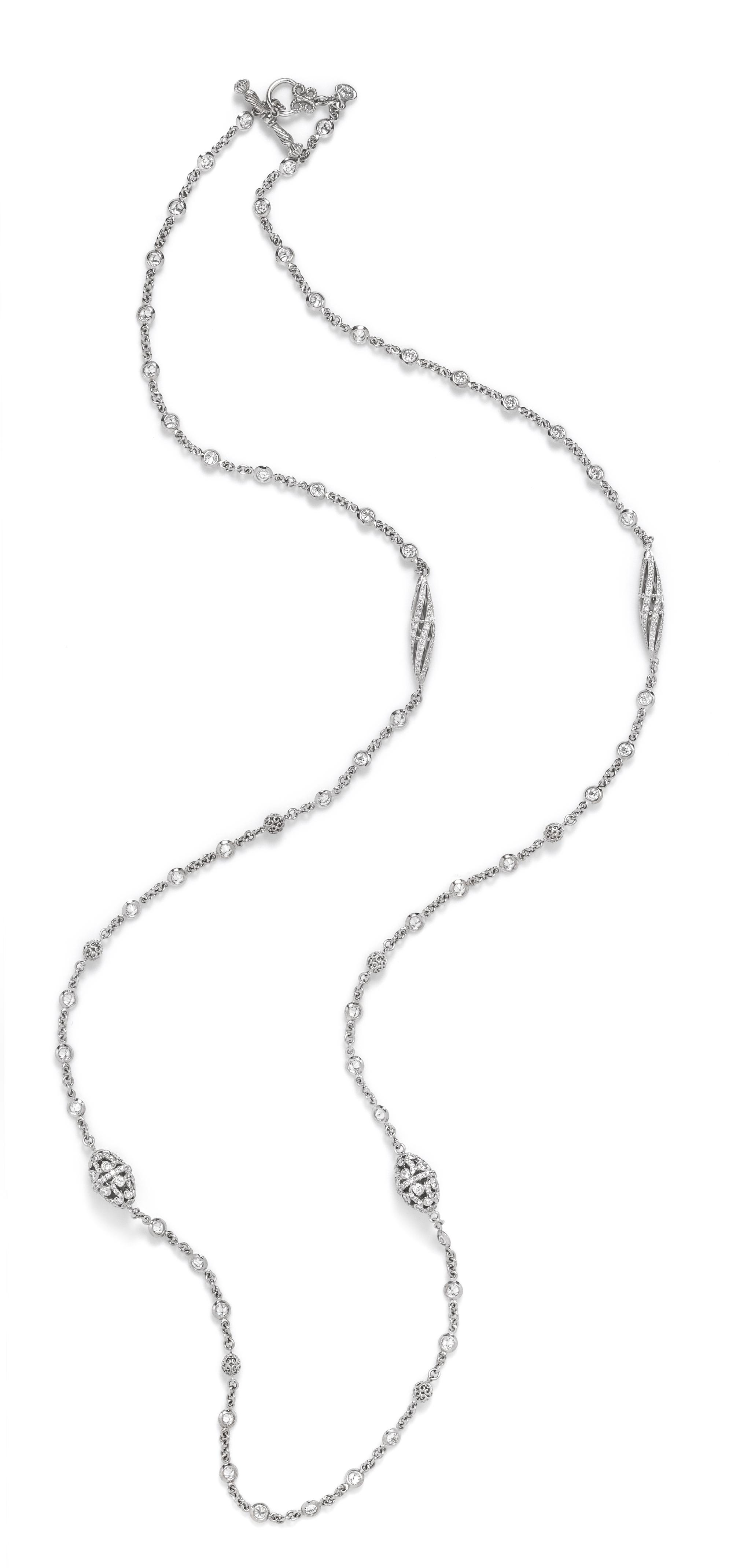 An 18 Karat White Gold and Diamond Longchain Necklace, Cynthia Bach,