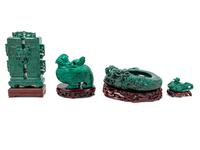Four Chinese Carved Malachite Vessels
