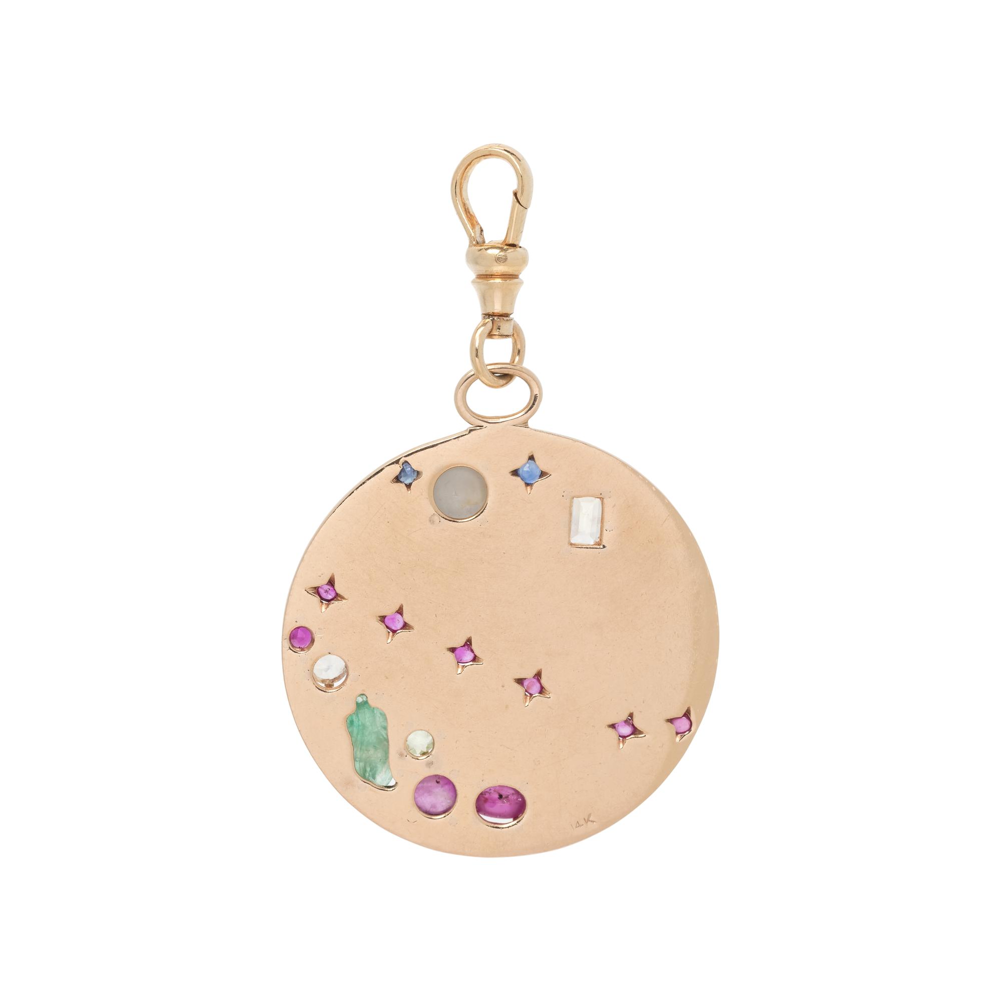 YELLOW GOLD AND MULTIGEM PENDANT