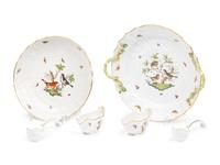 A Collection of Herend Rothschild Bird Porcelain Serving Pieces