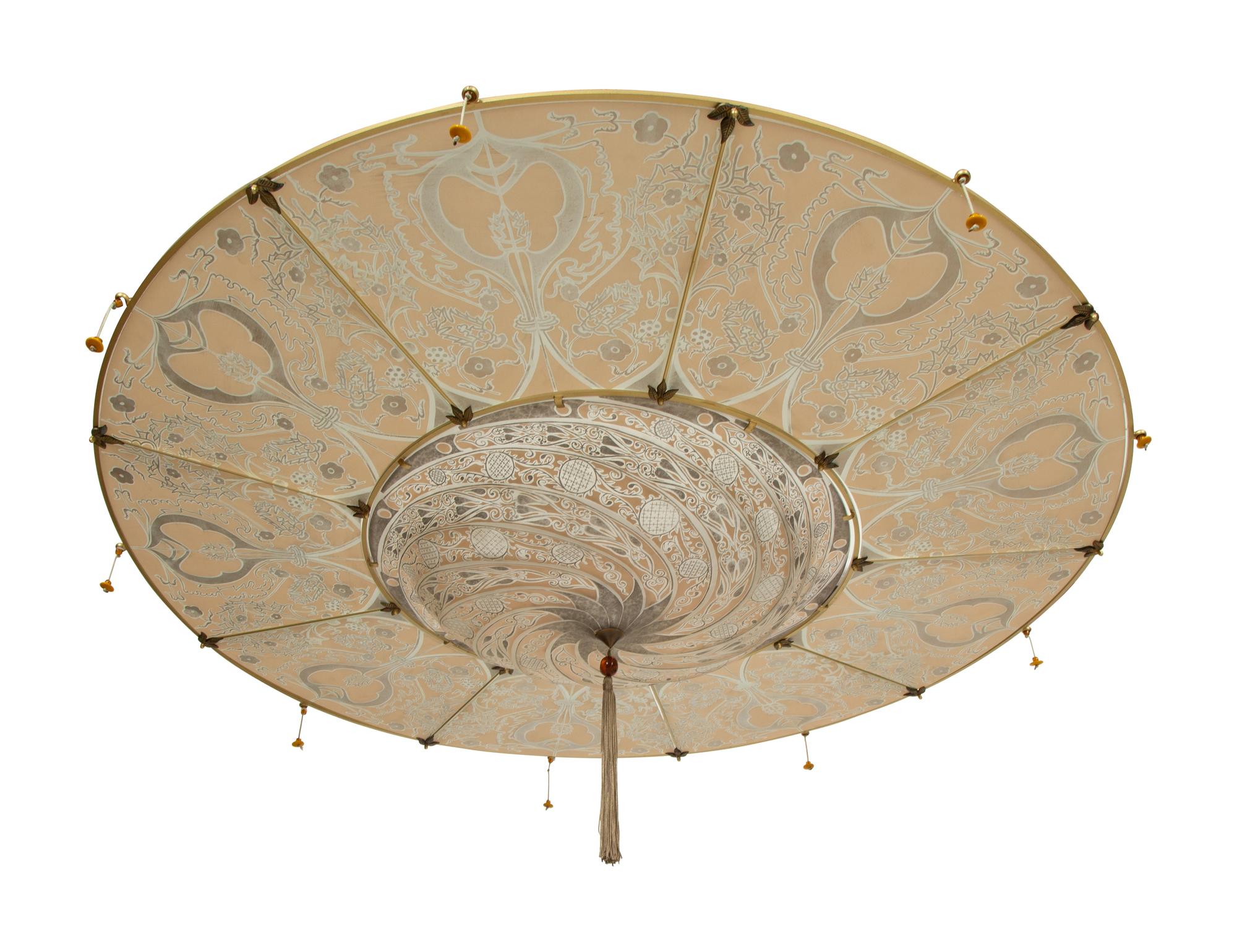 A Scudo Saraceno Silver Classic Glass Pendant by Mariano Fortuny for Venetia Studium