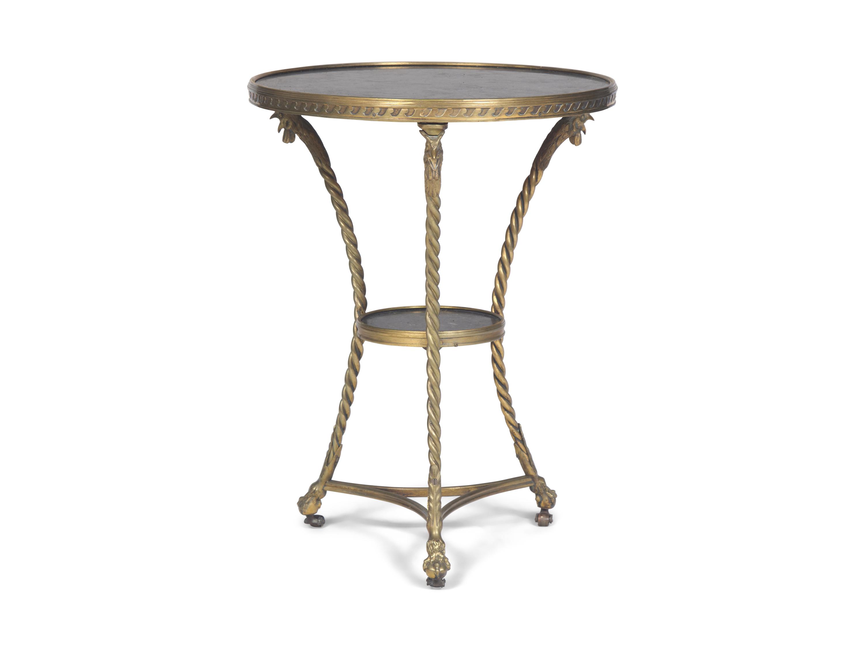 A Directoire Style Gilt-Brass and Marble Inset Gueridon