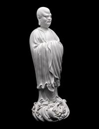 A Chinese Blanc-de-Chine Glazed Porcelain Figure of Damo