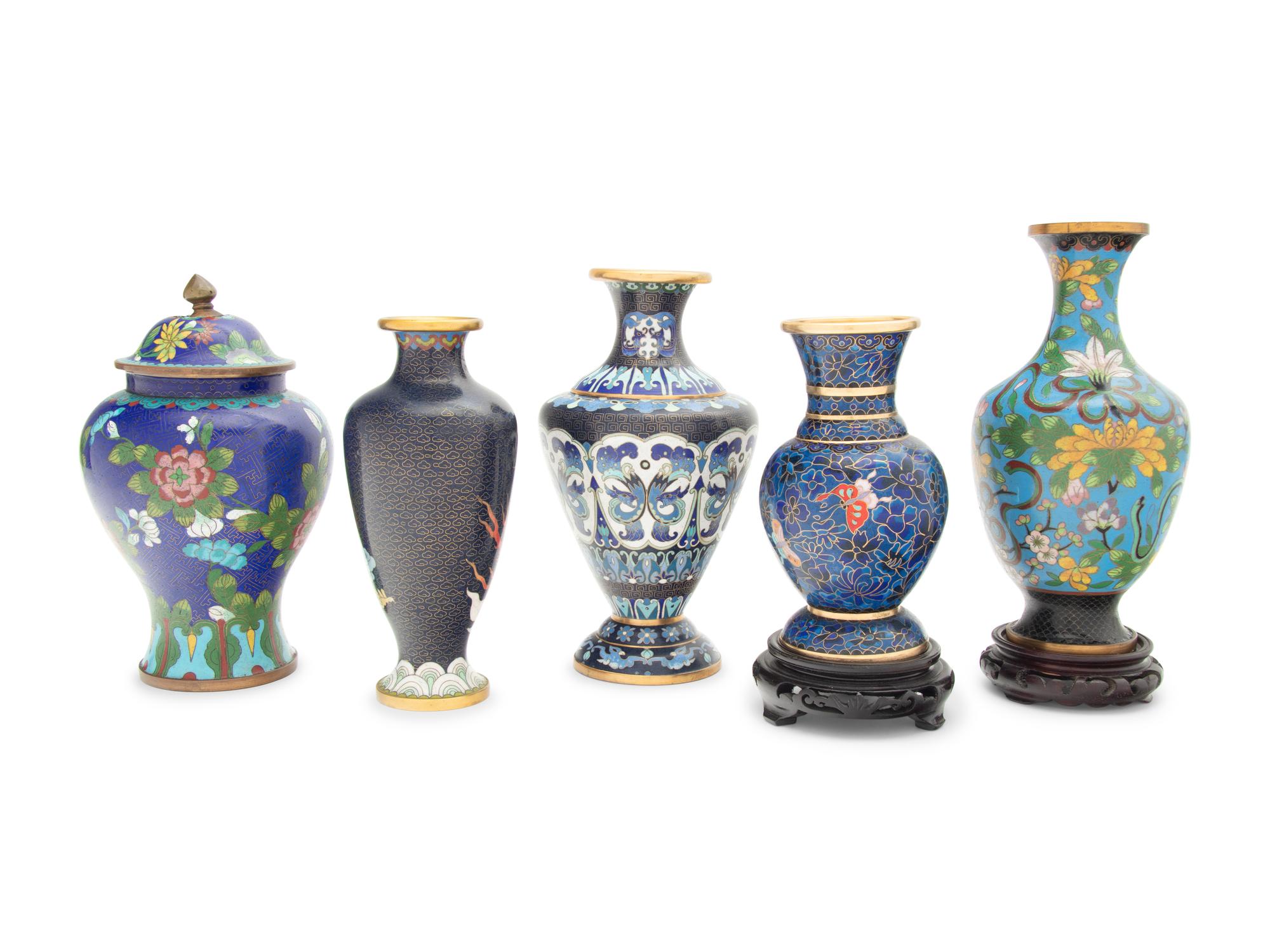 Eight Chinese and Japanese Cloisonné Enamel Articles