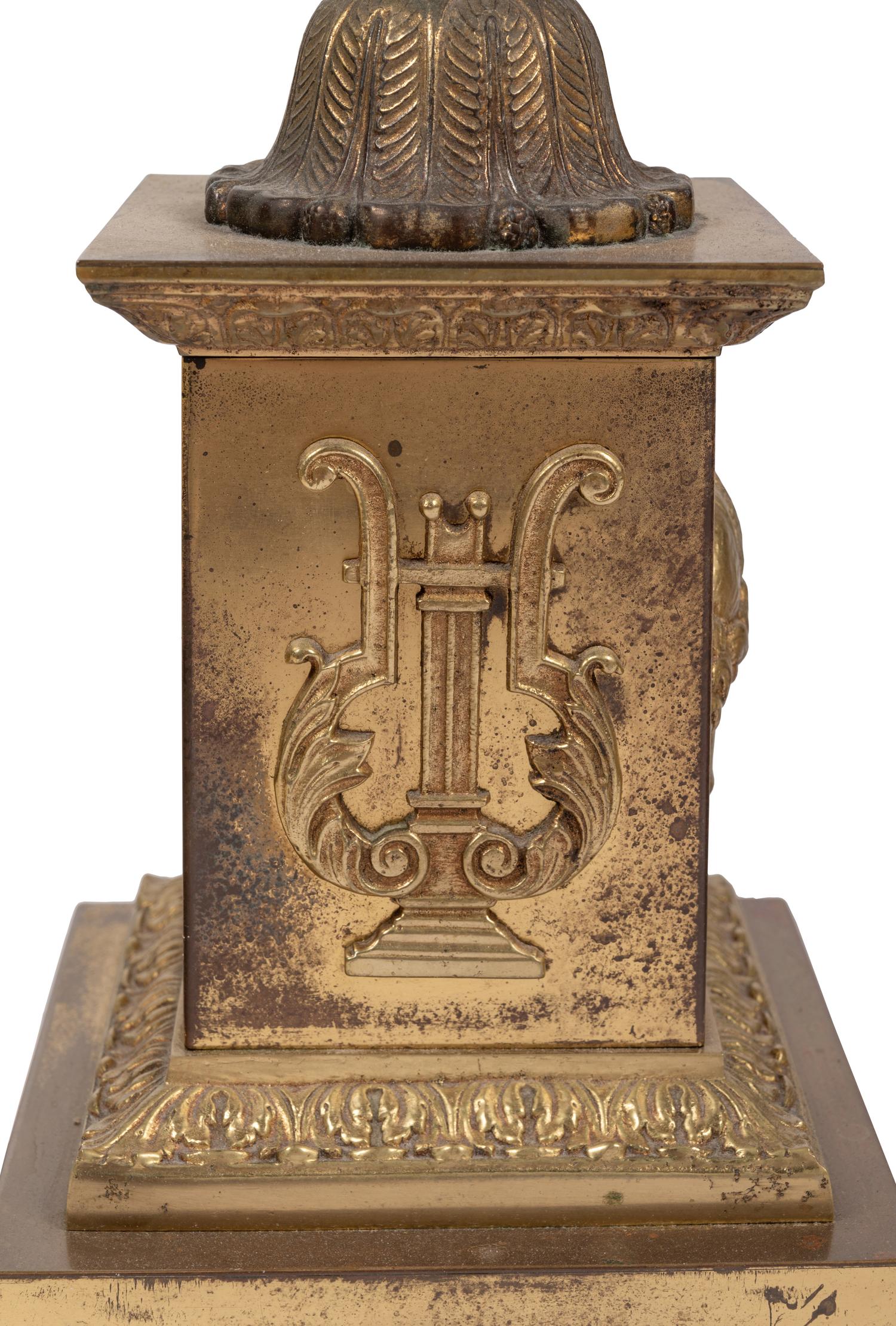 A Pair of Empire Style Gilt Bronze Lamps