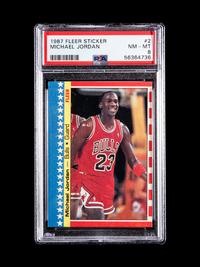 A 1987 Fleer Michael Jordan Basketball Sticker No. 2, PSA 8 NM-MT