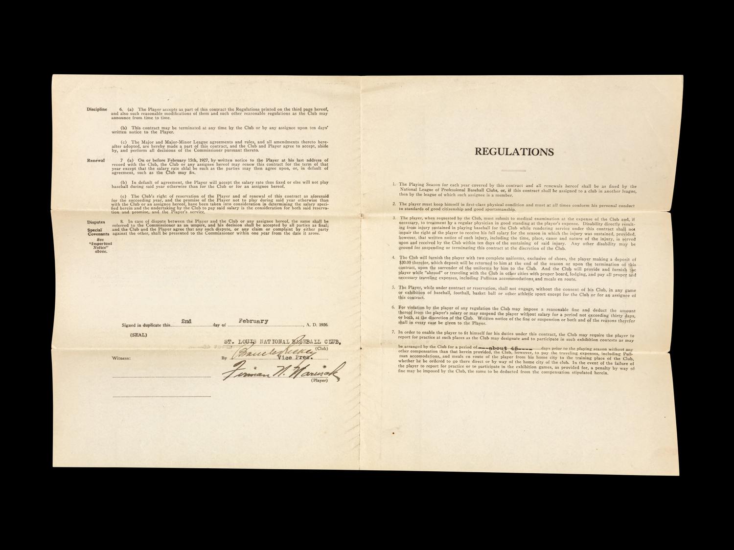 A Group of 15 1920s-30s St. Louis Cardinals Contract Agreements All Signed by Branch Rickey