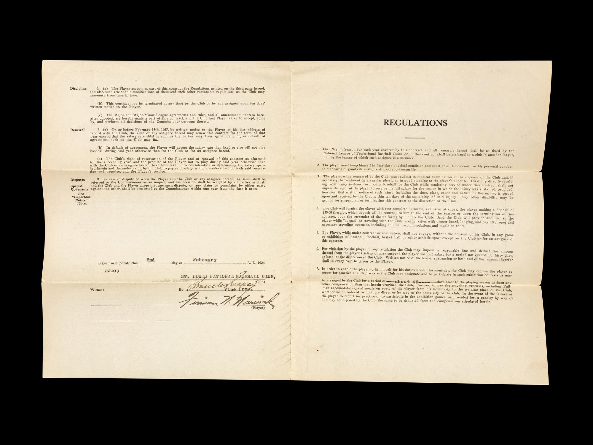 A Group of 15 1920s-30s St. Louis Cardinals Contract Agreements All Signed by Branch Rickey