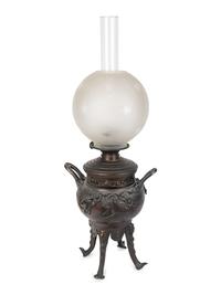 A Japanese Bronze Urn Mounted as an Oil Lamp — 19TH CENTURY