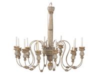 A Pair of Carved and Painted Wood Twelve-Light Chandeliers