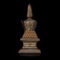 A Chinese cloisonné small stupa 铜鎏金掐丝珐琅佛塔一件 18th century or later ???????