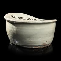 A Chinese Cizhou- Type White Glazed 'Floral' Porcelain Pillow, Yuan Dynasty 元 磁州窯白釉花卉紋枕
