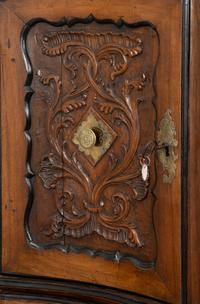 A Portuguese Carved Walnut Parcel Ebonized Bureau Cabinet on Chest