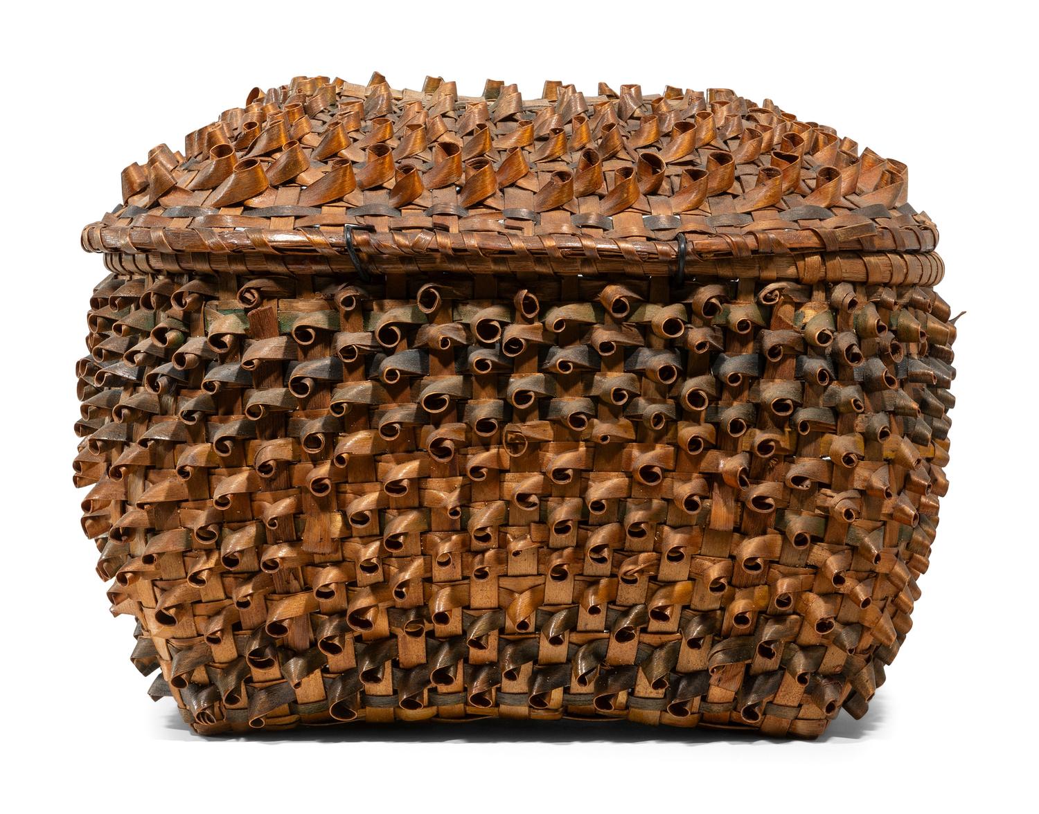 Northeastern Lidded Basket, with Polychrome Porcupine Twists