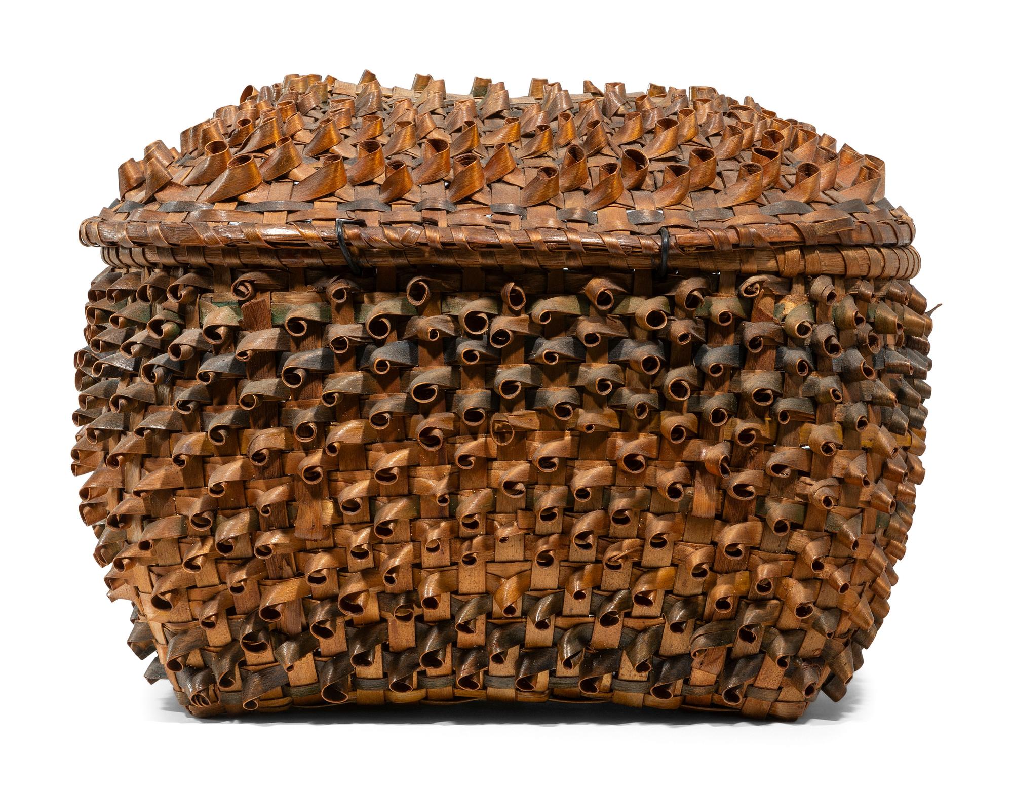 Northeastern Lidded Basket, with Polychrome Porcupine Twists