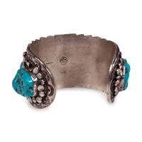 Pair of Navajo Silver and Turquoise Cuff Bracelets