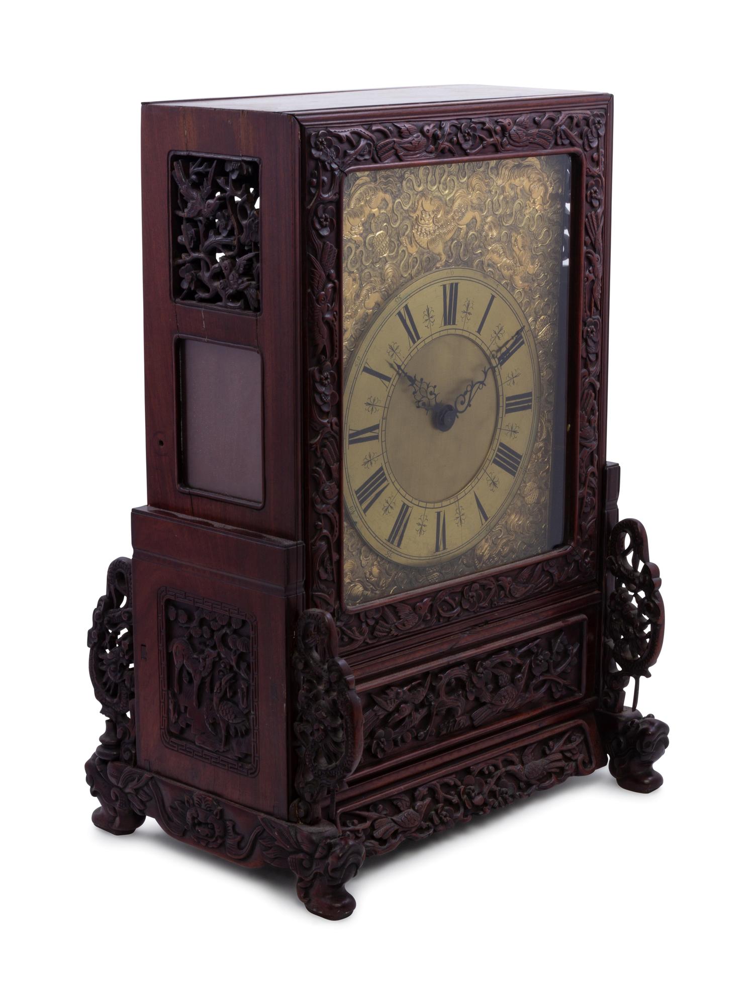A Chinese Hardwood Clock Case