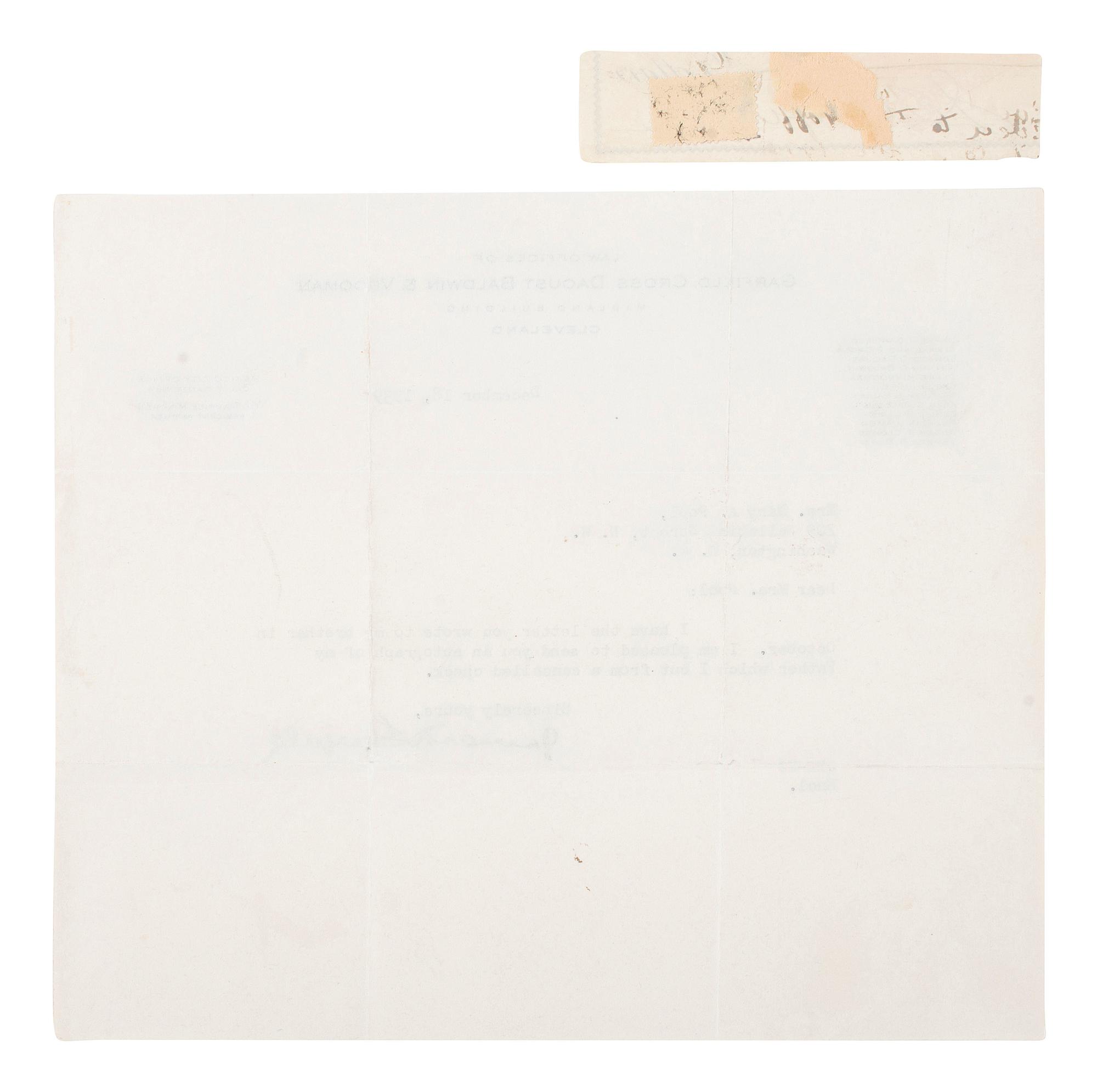 GARFIELD, James A. (1831-1881). Clipped signature from a check with correspondence from Garfield's sons. [ With: ] BRYAN, William Jennings. Signature.